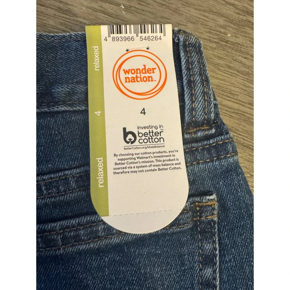 Wonder Nation Boys Relaxed Fit Stretch Denim Jeans Indigo Wash Size 4 NWT